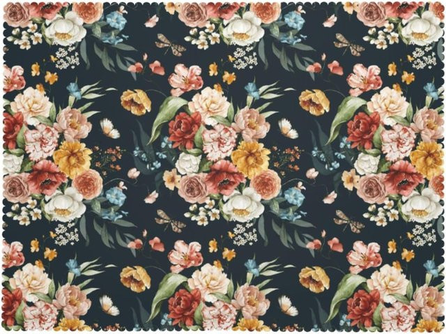 Boho Tischdecke mit Blumenmuster von JMG Household Supplies, Schwarz/Mehrfarbig, B/B: 90 x 140 cm - Bild 1