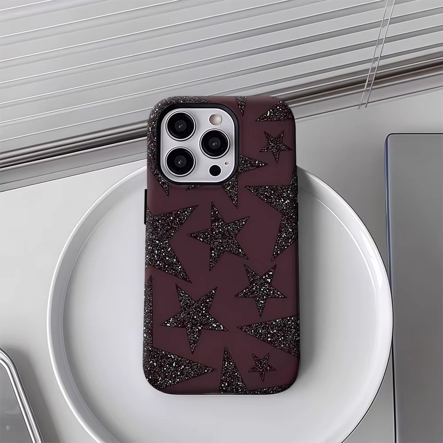 Potdemiel Glitzer-Stern Handyhülle für iPhone 17 16 15 14 13 Pro Max Plus mit Magnetfunktion in Purple - Bild 3