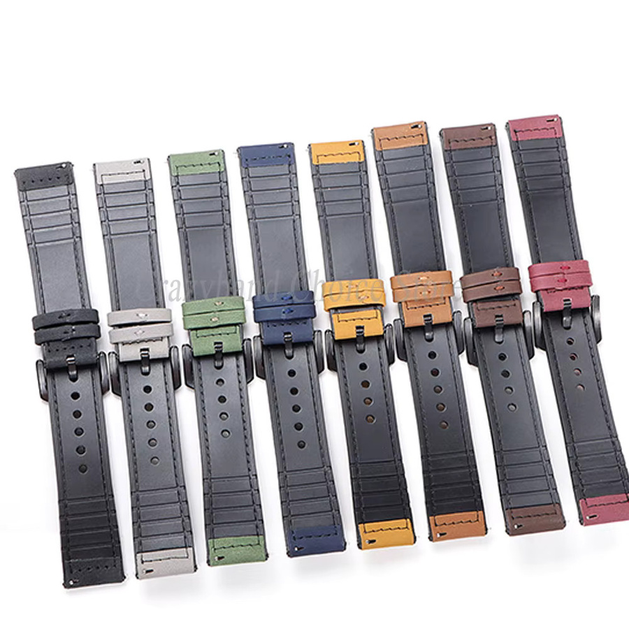 Uhrenarmband Leder-Silikon, Unisex, 20mm, 22mm - Bild 5
