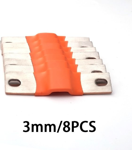 8 Stück flexible Sammelschiene für LiFePO4 280Ah Batteriezellen, M6 Pfosten Gurte, 74mm Lochabstand, Farbe: Orange, Dicke: 3mm - Bild 1
