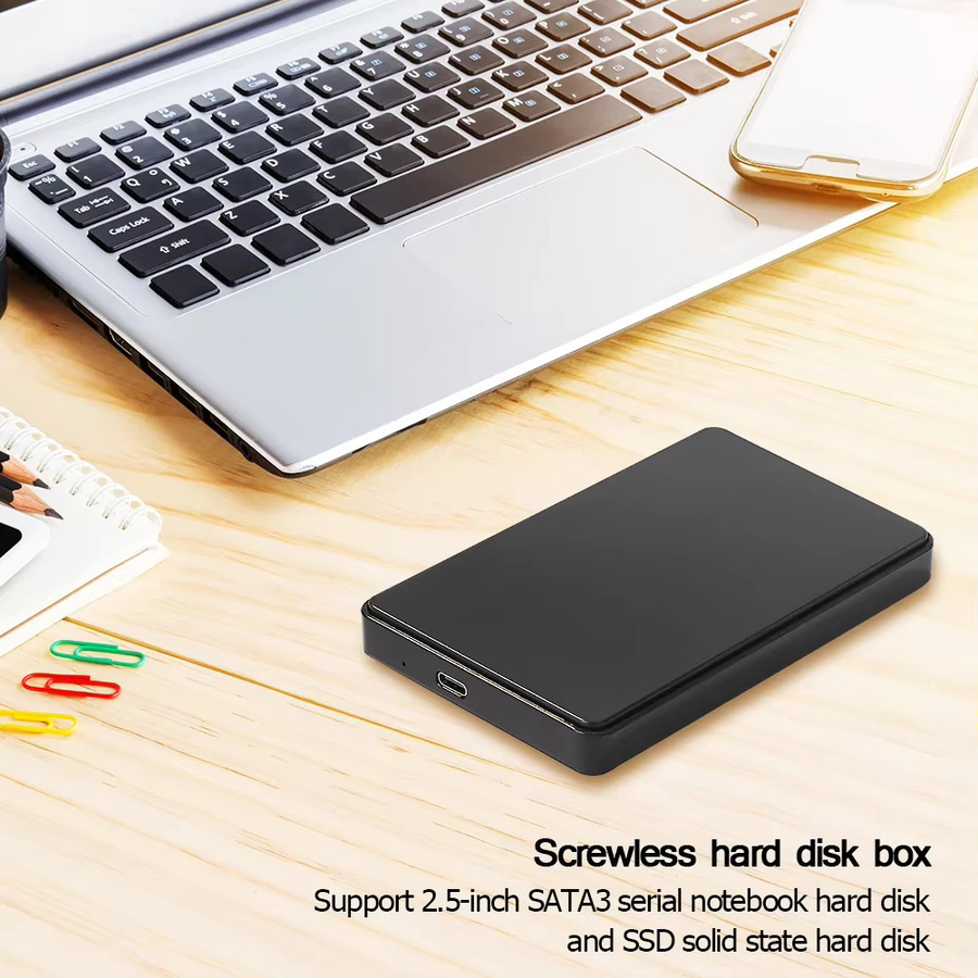 VODOOL 2,5 Zoll SATA USB 3.1 Festplattengehäuse in Schwarz und Transparent mit USB-C Kabel für HDD oder SSD - Bild 4