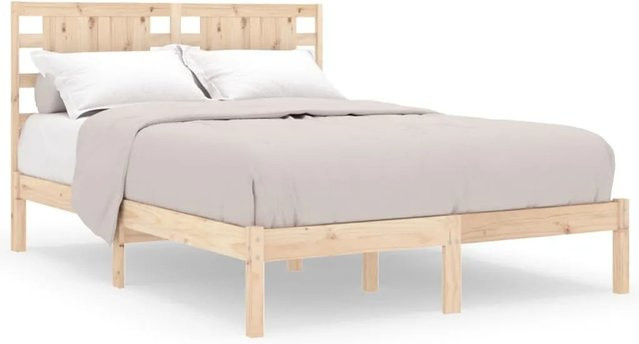 vidaXL Massivholzbett aus Kiefer in Braun, rustikales Bett B/T/H: 200 x 200 x 206 cm - Bild 1