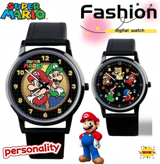 Bandai Super Mario Digitaluhr für Jungen und Mädchen mit wasserdichtem Design und rundem Gehäuse - Bild 1
