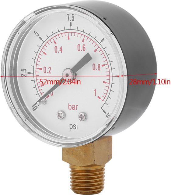YOSOO Niederdruck-Manometer mit Dual Scale für Wasserdruckmessungen 0-15 PSI - Bild 1