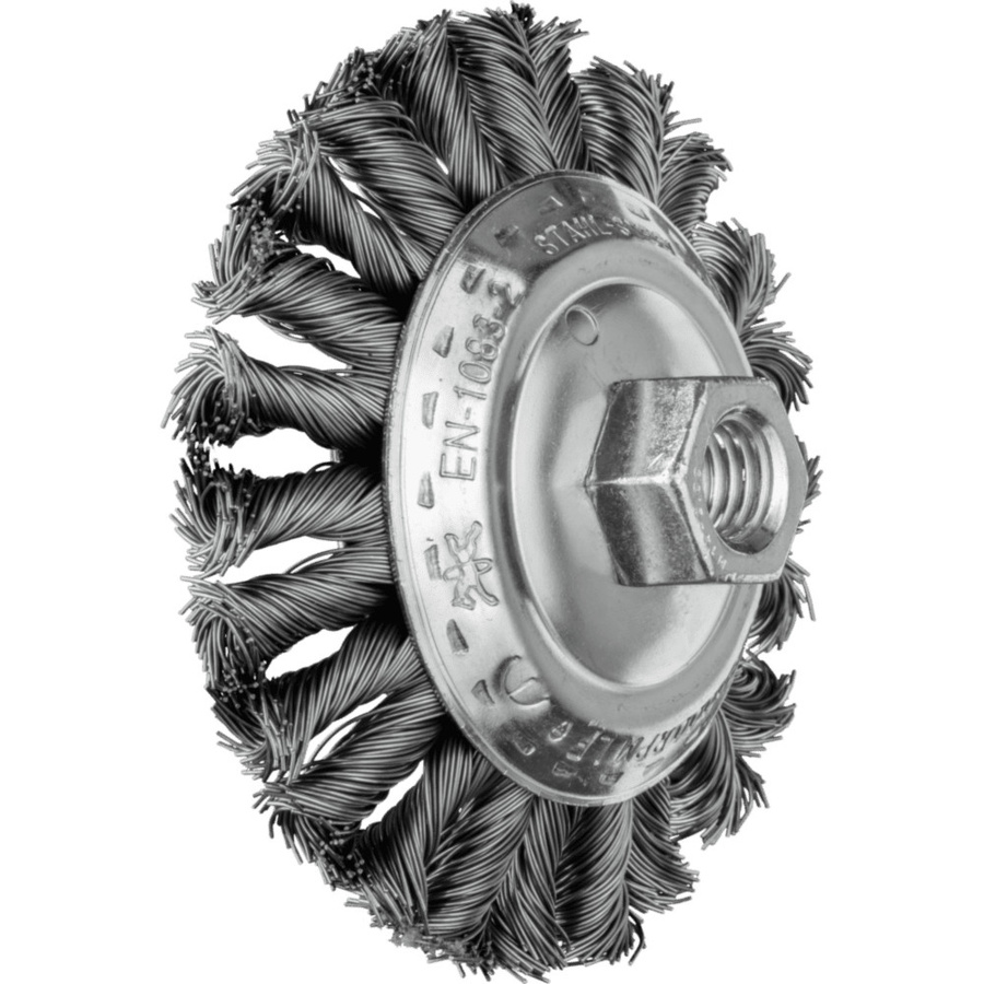 PFERD TOOLS COMBITWIST Kegelbürste gezopft KBG für Winkelschleifer, Farbe Silber, Durchmesser: 100 mm, Breite: 13 mm, Gewinde: M14, Stahl-Draht-Ø: 0,50 mm - Bild 1