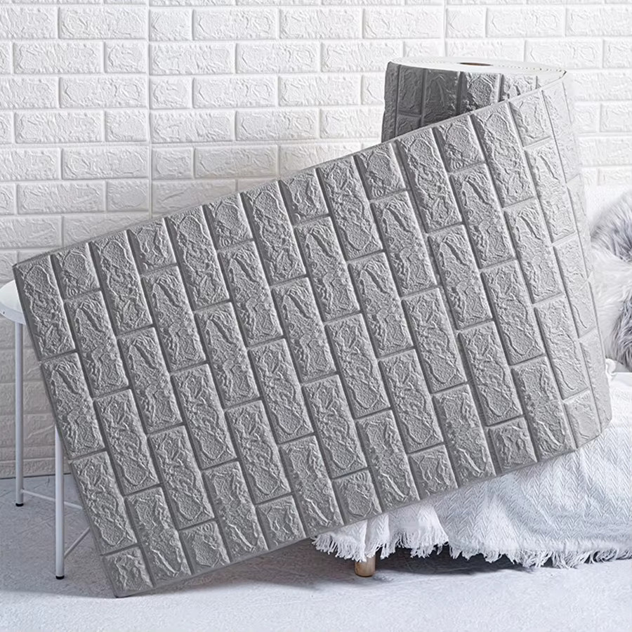 Selbstklebende 3D-Tapete in Kunstziegel-Optik für Wohnzimmer, Schlafzimmer und Badezimmer, Breite: 70 cm - Bild 2