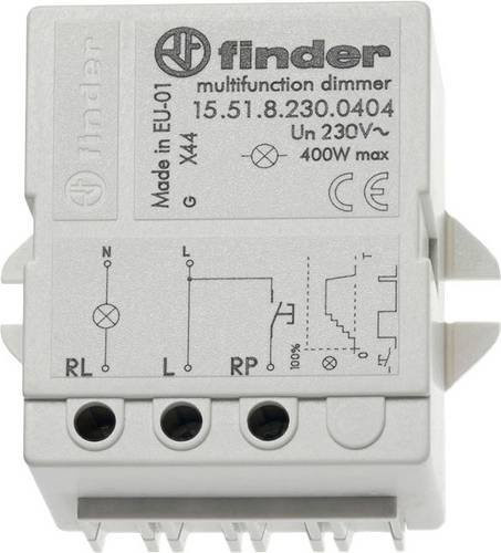 Finder Stromstossrelais mit Dimmer Unterputz Grau transparent 230 VAC 400 W 15.51.8.230.0404 - Bild 1