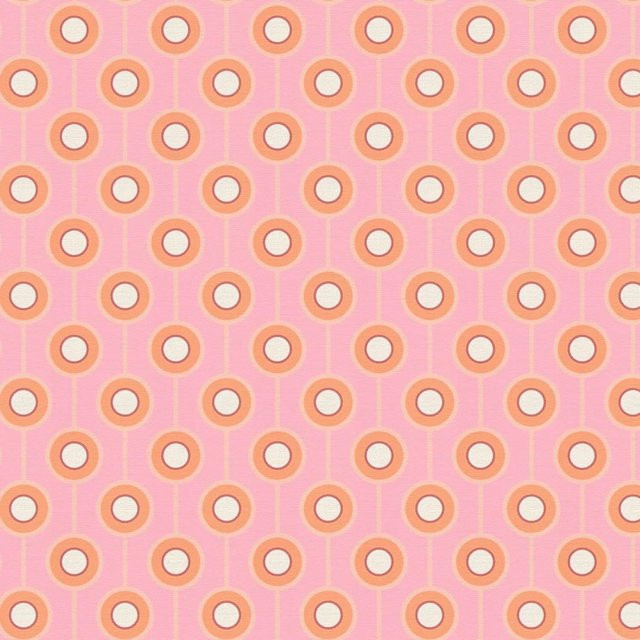 PROFHOME 395373-GU Retro Tapete Geometrisch in Rosa, Orange, Beige und Weiß, Vlies, Breite: 0,53 m, Länge: 8,50 m - Bild 1