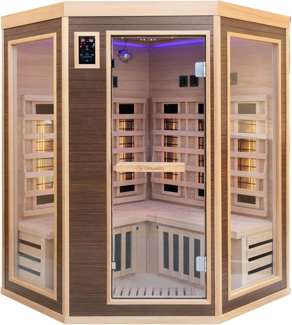 Dewello Infrarotkabine Infrarotsauna MONTREAL mit 6 Vollspektrumstrahlern, 3 Karbonstrahlern und Farblicht, B/T: 140 x 140 cm - Bild 1