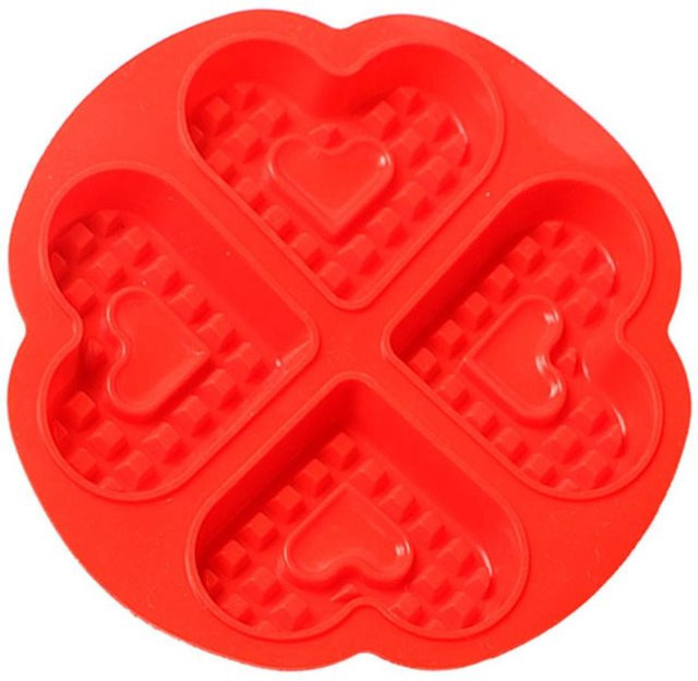 CosyHome Premium-Silikon-Waffeleisen in Herzform für Kinder, DIY-Kuchenform in Rot - Bild 1