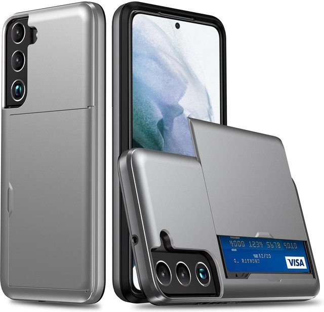 Samsung Portemonnaie Hülle mit Kartenhalter für Galaxy S22 S21 S20 S10 Plus S10e Ultra 5G in Silver - Bild 1