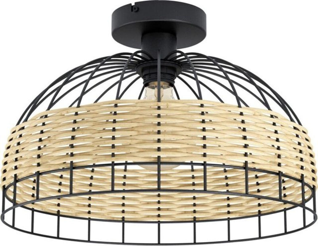 Eglo Deckenleuchte Anwick in Natur und Schwarz aus Rattan und Metall, Durchmesser: 38 cm, E27, max. 60 W - Bild 1
