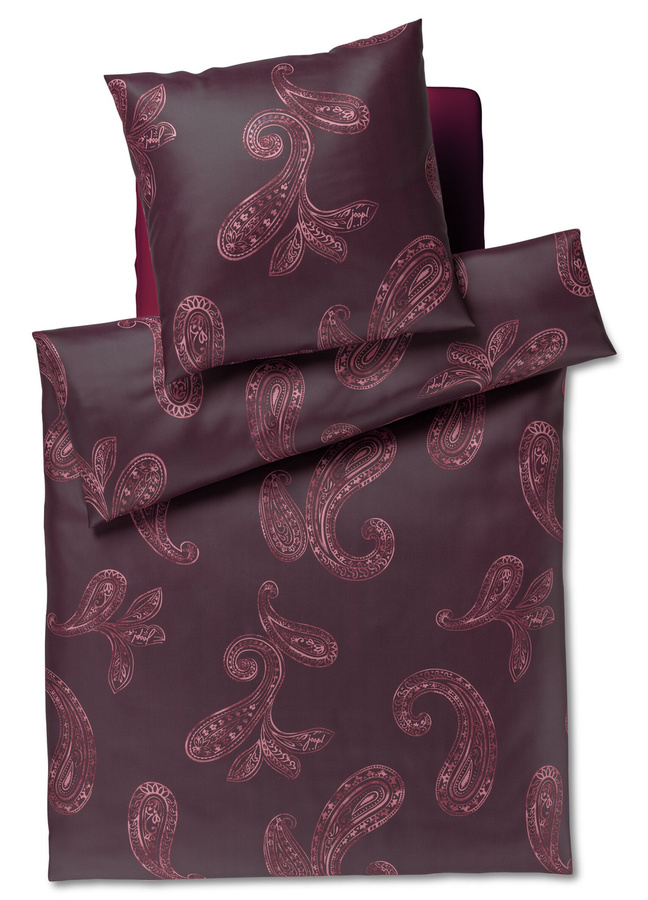 JOOP! Paisley 4120 Bettwäsche aus Mako-Satin in Rot und Lila mit grafischem Design, Breite: 240 cm, Höhe: 220 cm und Kissen 40 x 80 cm - Bild 1