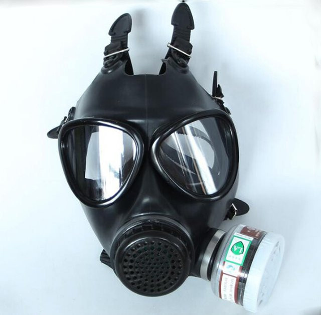 Atemschutzmaske mit Grimassen-Design für industriellen Spritzschutz gegen Chemikalien und Formaldehyd in Schwarz mit großem Sichtfeld - Bild 1