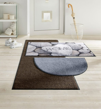Rutschhemmende Fußmatte von Salonloewe in Braun aus Polyamid und Gummi