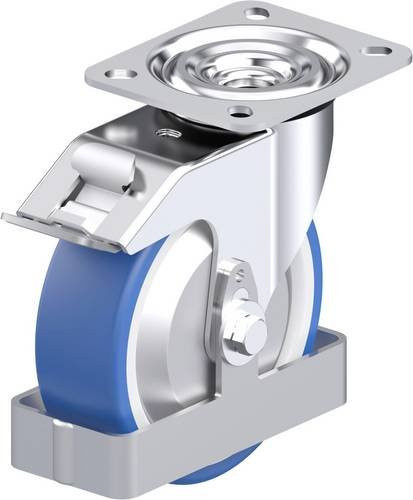 Blickle L-POTHs 125G-FI-FA-FS Stahlblech-Lenkrolle in Blau mit 125 mm Rad-Durchmesser und 250 kg Tragfähigkeit - Bild 1