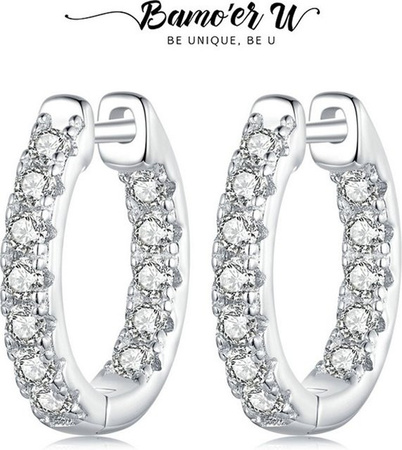 Bamoer U Creolen, 925 Silber, Moissanit, Damen