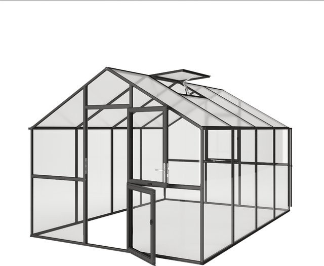 KGT Gewächshaus Ortasia IV in Anthrazit-Grau mit 12,7 m² Fläche, 4 mm ESG-Glas und 10 mm HKP - Bild 1