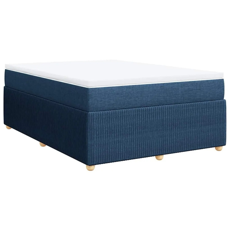 vidaXL Boxspringbett mit Matratze in Blau und Weiß, Hybrid-Design mit Taschenfederkern, B/T: 140 x 200 cm - Bild 2