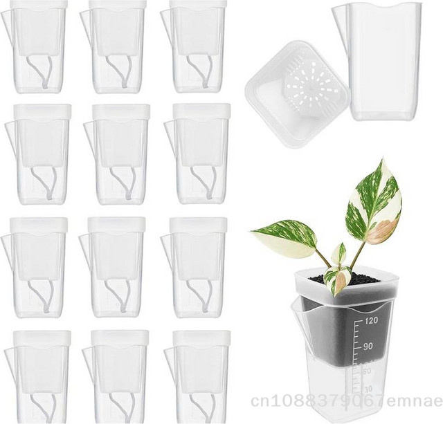 ZYAS 5er Set Selbstbewässernde Pflanzentöpfe Transparent mit Drainage-Loch und Reservoir für Setzlinge und Gärtnerei - Bild 1