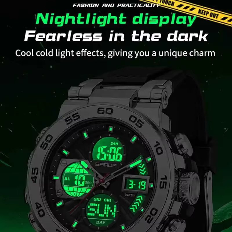 SANDA Armbanduhr, Digitaluhr, Quarz, Kunststoff, Schwarz, Herren - Bild 2