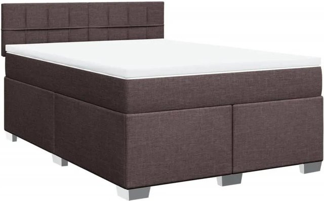 vidaXL Boxspringbett mit Matratze Hybrid-Design in Dunkelbraun mit USB-Ladeport und Unterbettbeleuchtung B/T/H: 140 x 190 cm - Bild 1