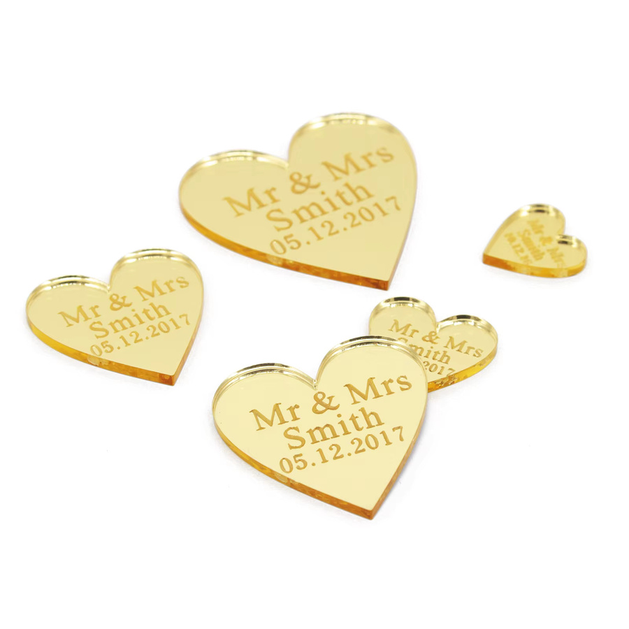 Personalisierte Acryl Herz Anhänger mit Gravur für Hochzeit oder Taufe in Gold oder Silber - Bild 2