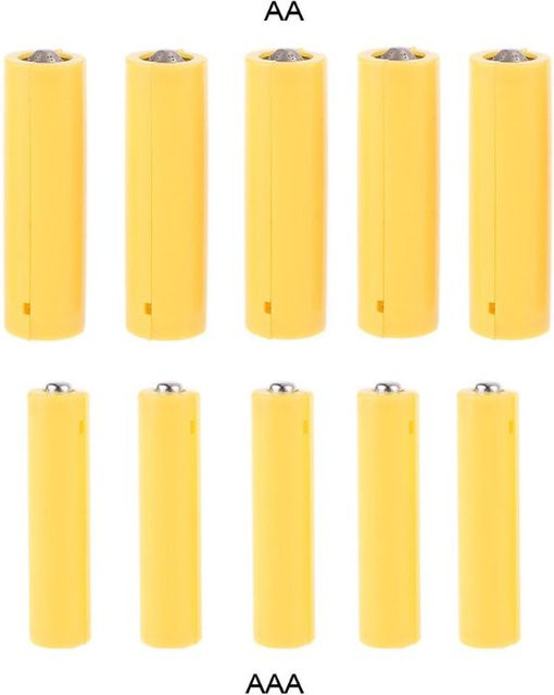 5 Stück LR06 AA und LR03 AAA Batterie-Platzhalter Set in Gelb für Lithium-Batterie-Setups - Bild 1