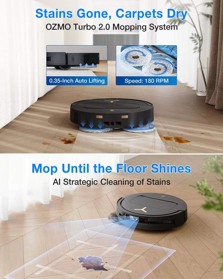 ECOVACS DEEBOT T50 PRO Omni Gen3 Roboterstaubsauger mit Wischfunktion in Schwarz mit 25.000 Pa Saugkraft, AIVI 3D 3.0, Heißlufttrocknung und automatischer Reinigungslösungs-Nachfüllung - Bild 5