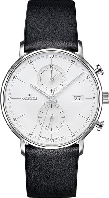 Junghans Chronograph, Quarz, Edelstahl, Leder, 40 mm, Herren - Bild 1