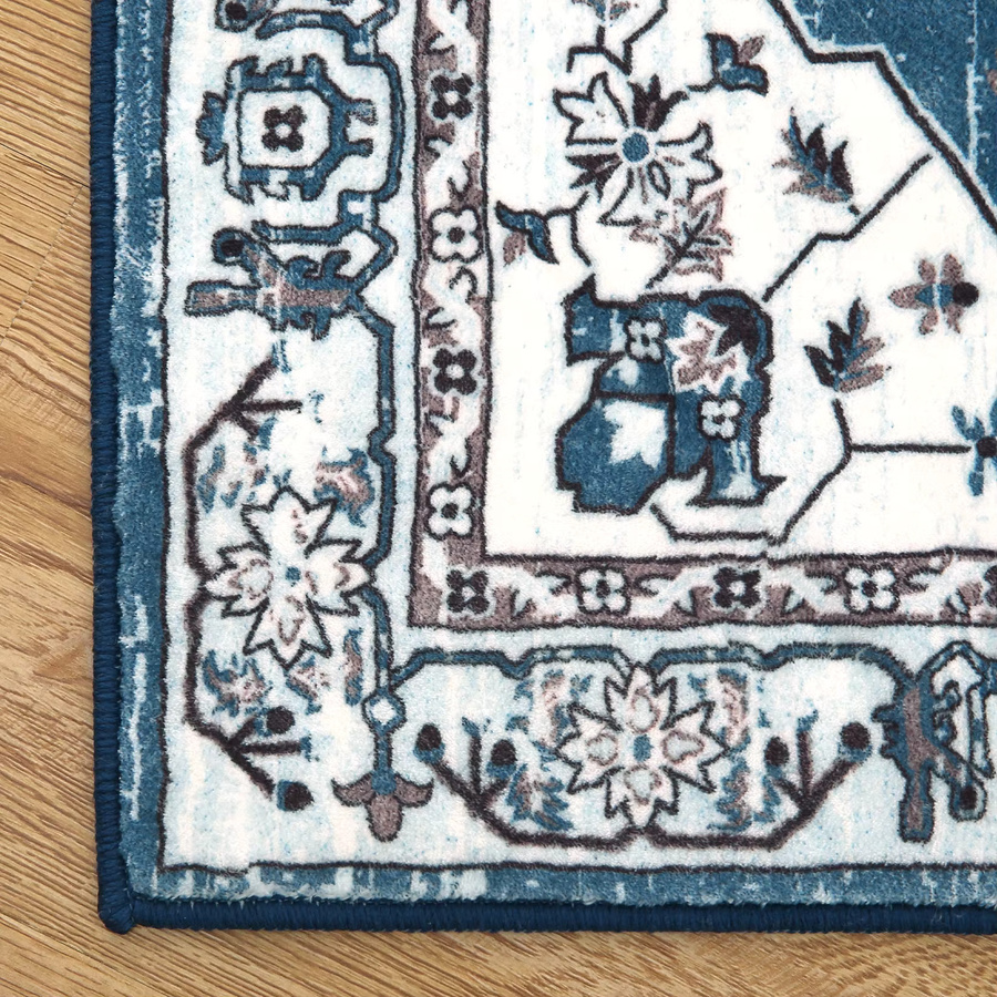 Maschinenwaschbarer Teppich TWISTER.CK im Vintage-Stil mit floralem Orient-Design, blau, rutschfest, B/T: 150 x 80 cm - Bild 4