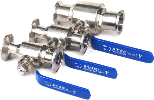 Sanitärkugelhahn aus Edelstahl 304 mit Tri-Clamp-Ferrule in Silber - Bild 1