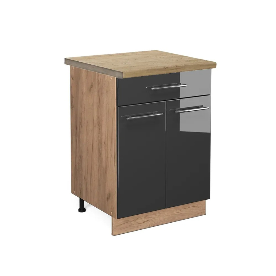 Vicco Küchenunterschrank Fame-Line in Anthrazit Hochglanz und Goldkraft Eiche mit Schublade, Breite: 60 cm - Bild 2