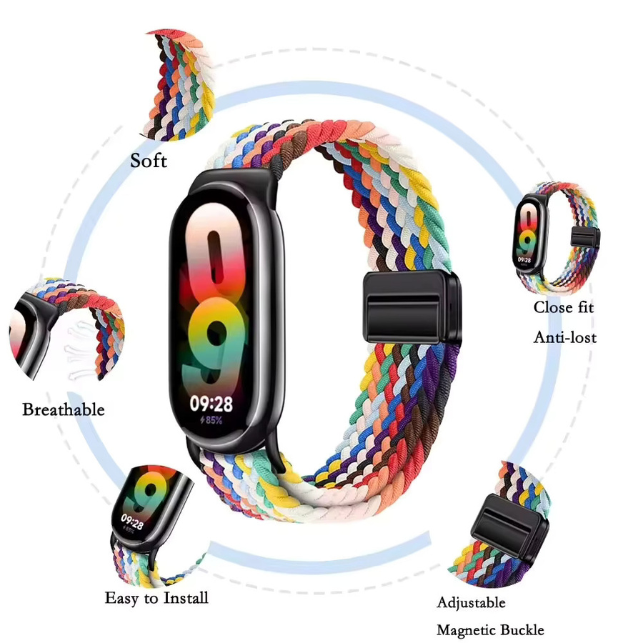 Xiaomi Uhrenarmband Nylon, Magnetisch, Bunt, Mi Band 8 9 10 - Bild 2