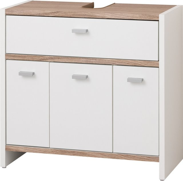 LIVARNO Waschbeckenunterschrank Boston in Weiß und Eiche mit Schubladen und Türen, modern und matt - Bild 1