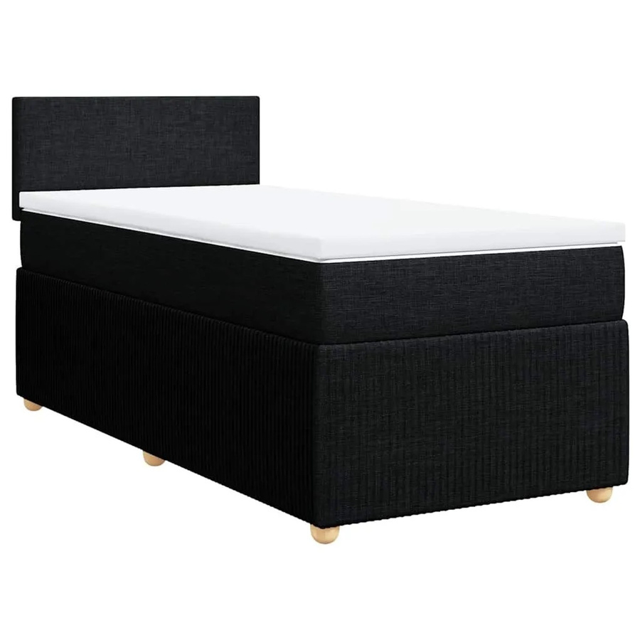 vidaXL Boxspringbett mit Matratze Schwarz, Hybridbett mit USB-Ladeport und Unterbettbeleuchtung, B/T: 80 x 200 cm - Bild 2