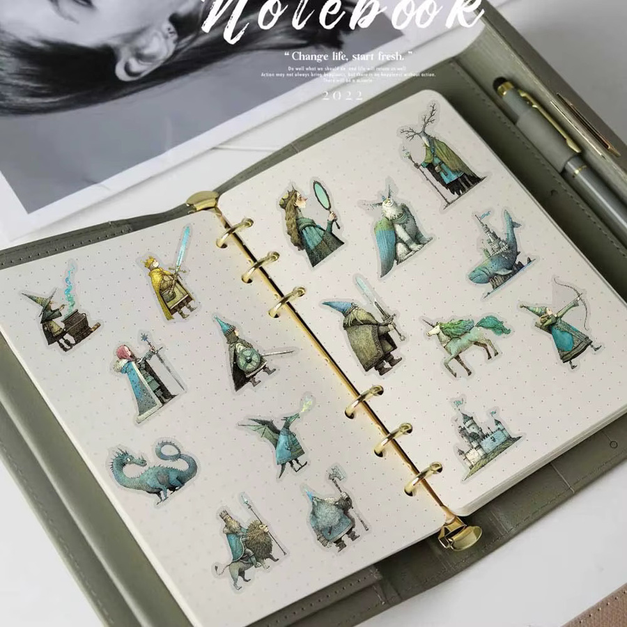 50 Stück Retro Märchenwelt Aufkleber mit Motiv Kavallerie, Monster und Burg für Scrapbook und Dekoration, Mehrfarbig - Bild 2