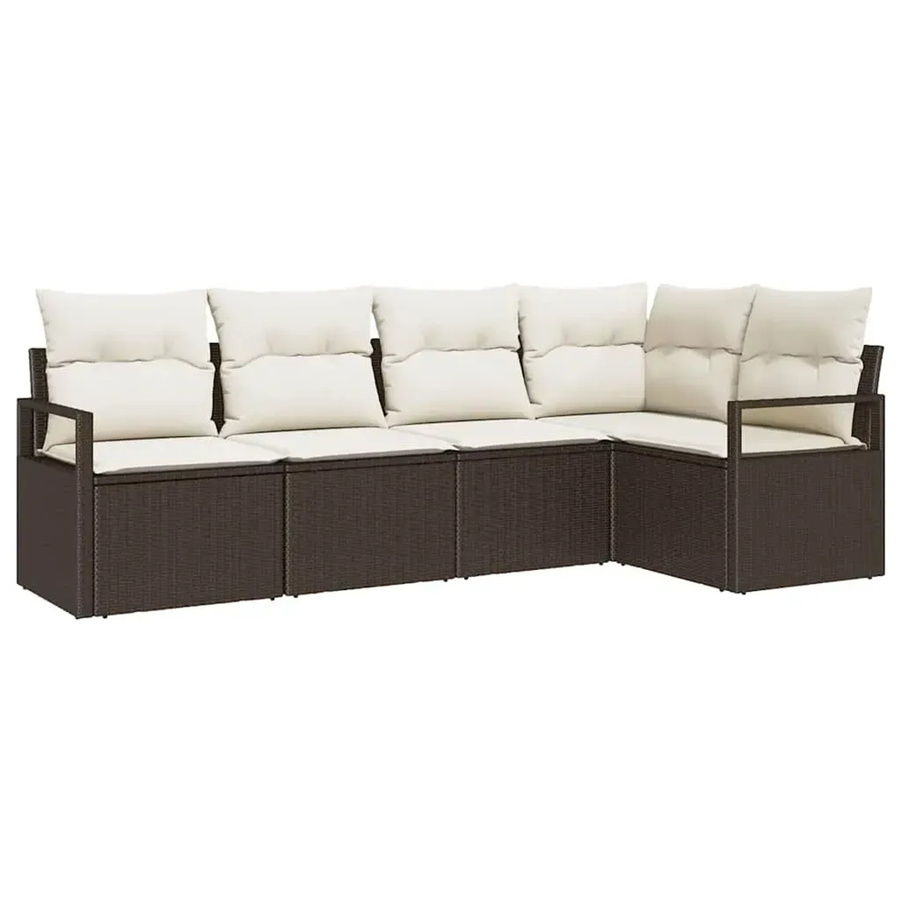 vidaXL Garten-Sofa-Set 5-teilig aus Polyrattan in Braun mit Polsterkissen und L-Form - Bild 2