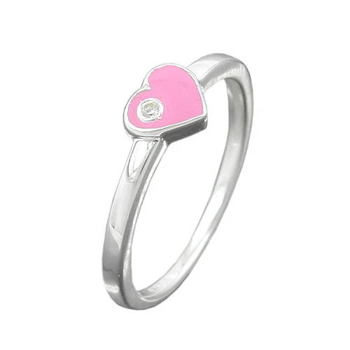 SIGO Ring Kinder, 925 Silber, Herz-pink, Zirkonia, Größe 46 - Bild 1