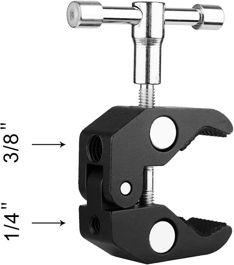 Lousxy Super Klemme mit 360 Grad Mini-Kugelkopf und Schnellspanner als Stativhalterung und Schraubklammer für DSLR-Kameras und GoPro 12 11 in Schwarz - Bild 3