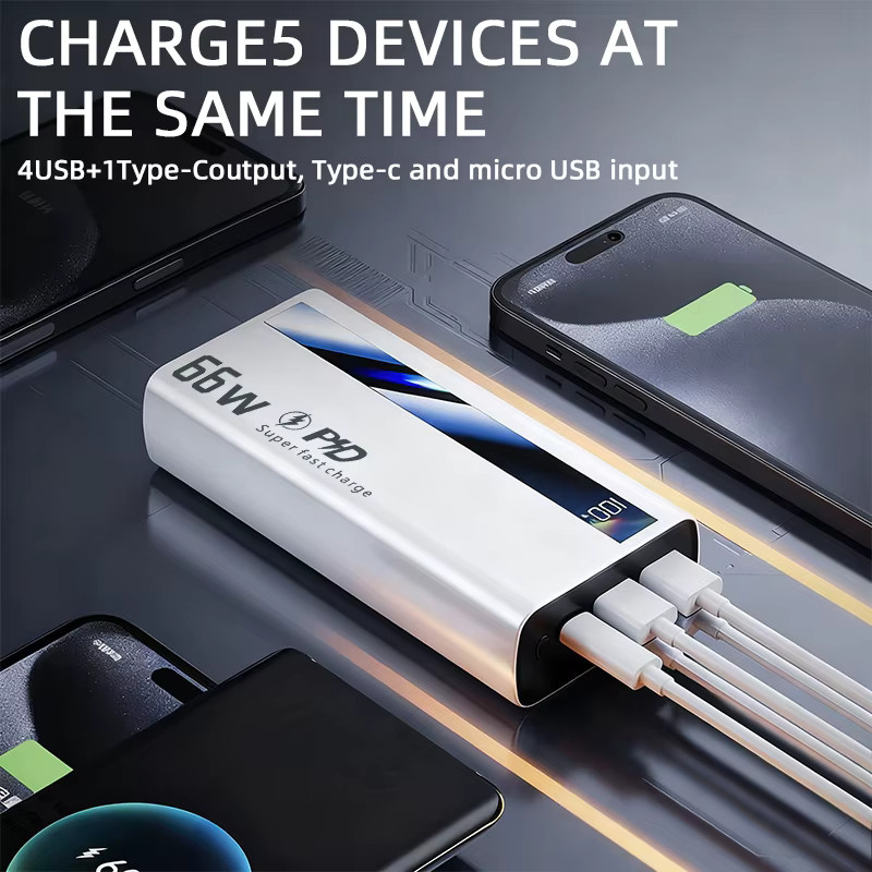 Cohana Powerbank 60000mAh mit 66W Superschnellladegerät in Schwarz, kompatibel mit Android und iOS - Bild 6