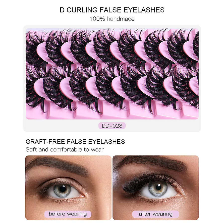 JIEFUXIN Künstliche Wimpern 3D Volumen, Black, 10 Paar, Unisex - Bild 5