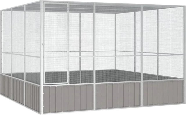 vidaXL Vogelkäfig aus verzinktem Stahl in Grau, B/T/H: 302,5 x 324,5 x 211,5 cm - Bild 1