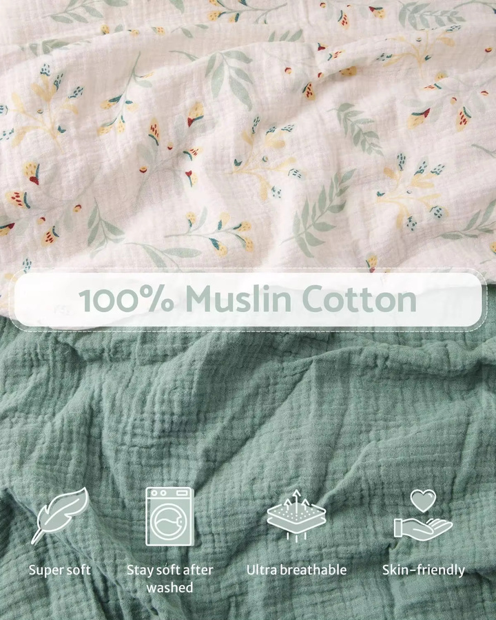 Atmungsaktive Spannbetttücher mit floralem Naturdesign für Babybetten und Wickelunterlagen, Mehrfarbig - Bild 2