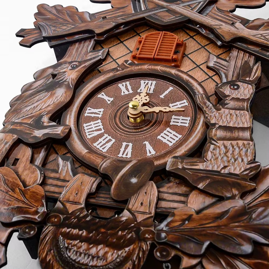 ZJMZYM Kuckucks-Wanduhr aus Holz in Braun mit Pendel im Retro-Design - Bild 4