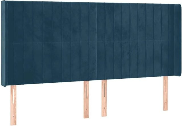vidaXL Kopfteil mit Ohren in Dunkelblau aus Samt, Breite: 183 cm, Tiefe: 16 cm, Höhe: 118 cm bis 128 cm - Bild 1
