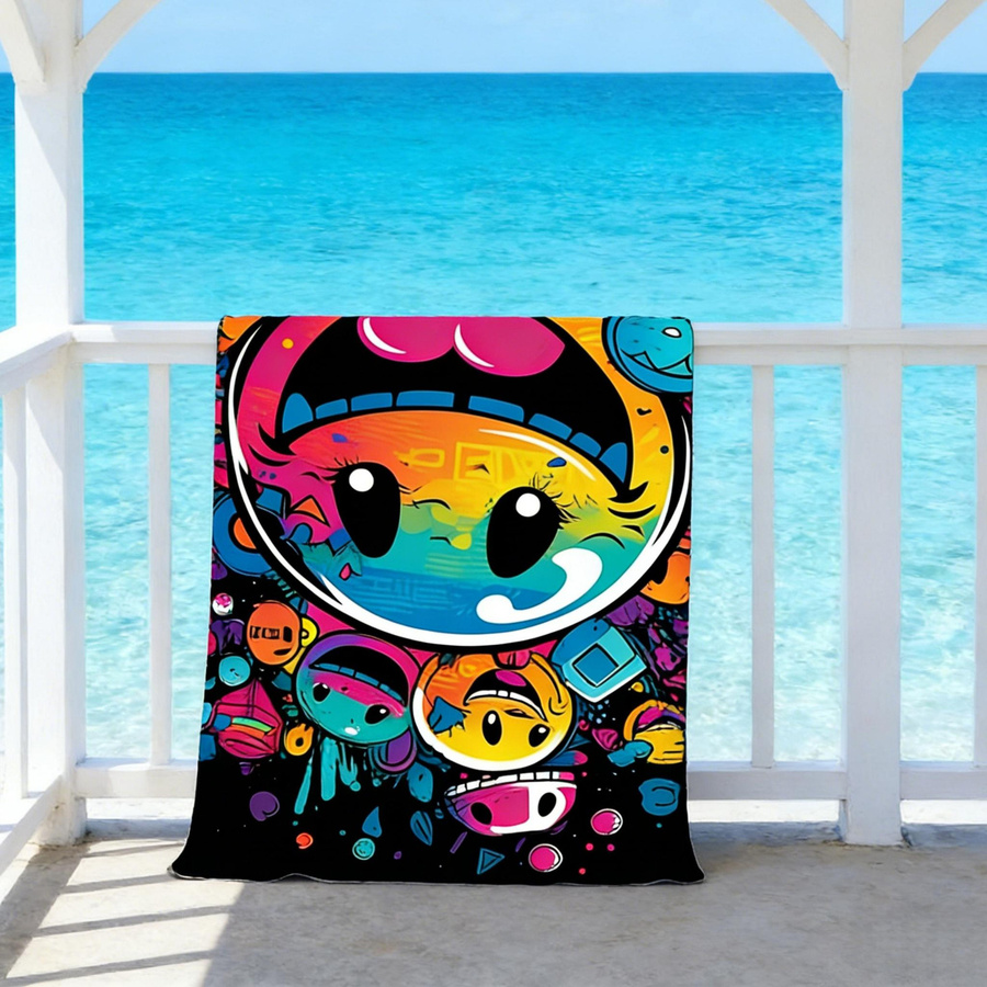 Street Graffiti Vielzweck-Strandtuch Saugfähig und Weich, B: 75 cm, H: 150 cm - Bild 2