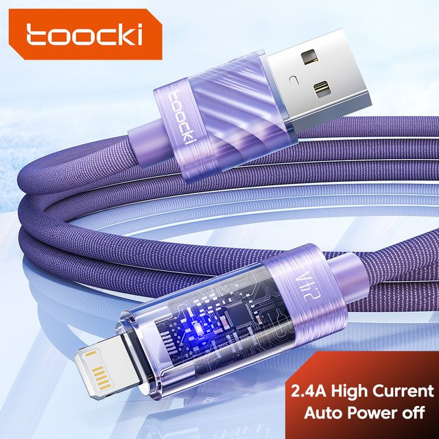 Toocki USB-A auf Lightning Schnellladekabel für iPhone und iPad in Grau - Bild 1