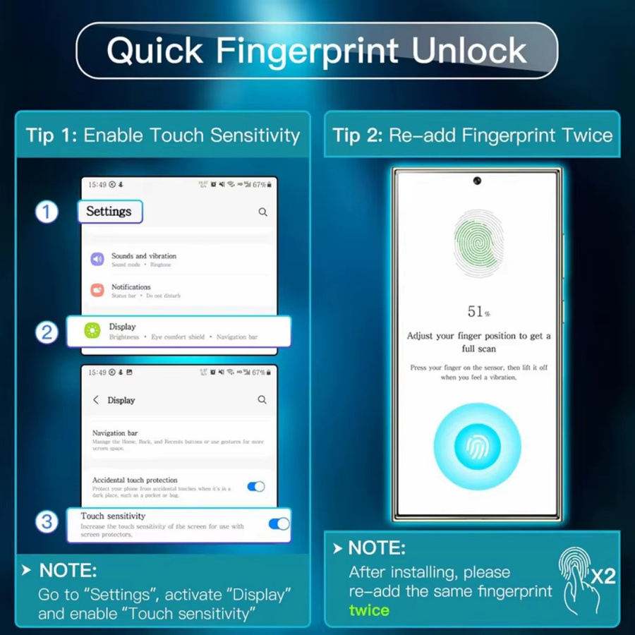 NNBILI 4er Pack Displayschutz aus gehärtetem Glas für Samsung Galaxy S26 S25 S24 S23 S22 S21 Ultra und Plus, transparent - Bild 2