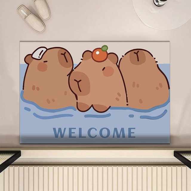 Yiran Furniture Cartoon Capybara Fußmatte aus Kieselgur, braun, B/B: 40 x 60 cm - Bild 1